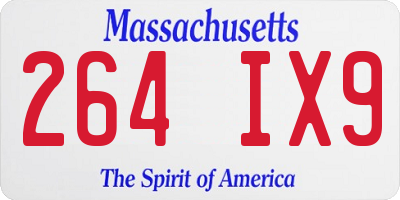 MA license plate 264IX9
