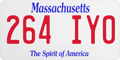 MA license plate 264IY0