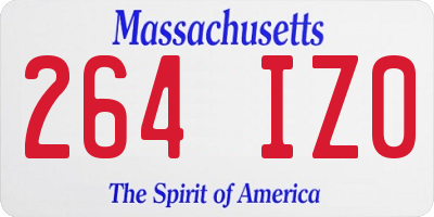 MA license plate 264IZ0