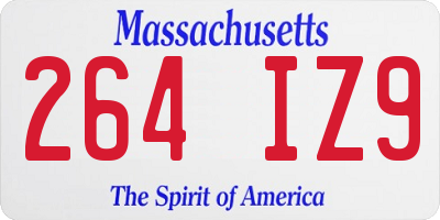 MA license plate 264IZ9