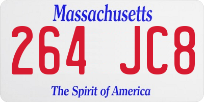 MA license plate 264JC8