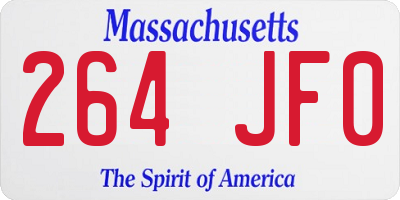 MA license plate 264JF0