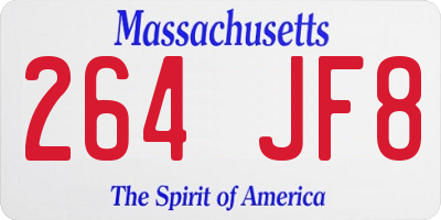 MA license plate 264JF8
