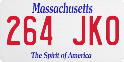 MA license plate 264JK0