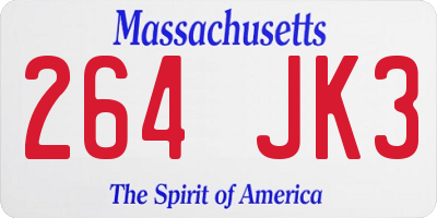 MA license plate 264JK3