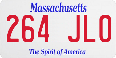 MA license plate 264JL0