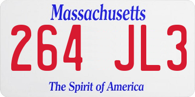MA license plate 264JL3