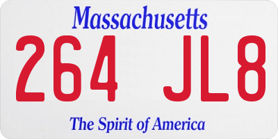 MA license plate 264JL8