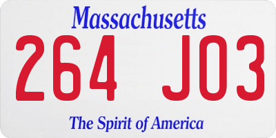 MA license plate 264JO3