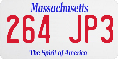 MA license plate 264JP3