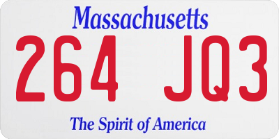 MA license plate 264JQ3