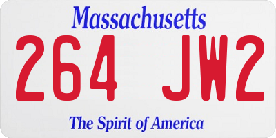 MA license plate 264JW2