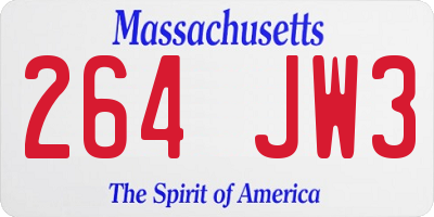 MA license plate 264JW3