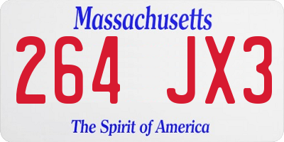 MA license plate 264JX3