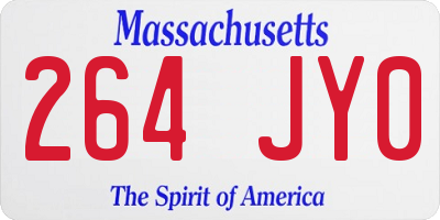 MA license plate 264JY0