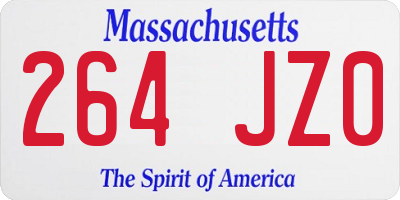 MA license plate 264JZ0