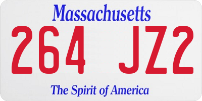 MA license plate 264JZ2