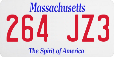 MA license plate 264JZ3