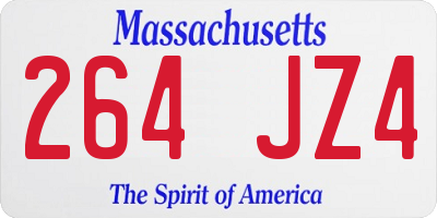 MA license plate 264JZ4
