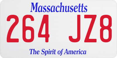 MA license plate 264JZ8