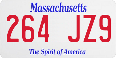 MA license plate 264JZ9