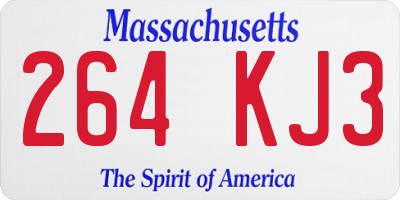 MA license plate 264KJ3