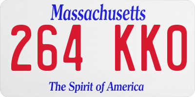 MA license plate 264KK0