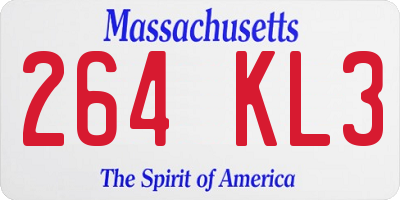 MA license plate 264KL3