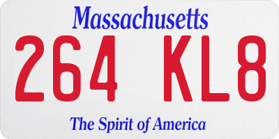 MA license plate 264KL8