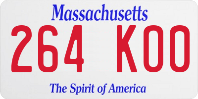 MA license plate 264KO0