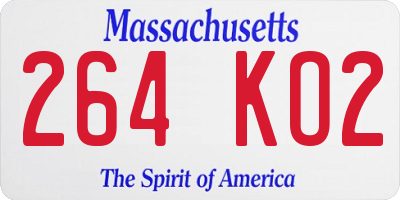 MA license plate 264KO2