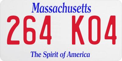 MA license plate 264KO4