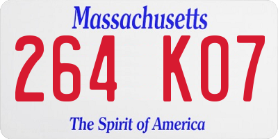 MA license plate 264KO7