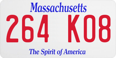 MA license plate 264KO8