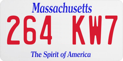 MA license plate 264KW7