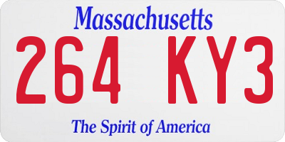 MA license plate 264KY3