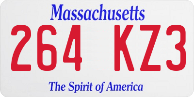 MA license plate 264KZ3