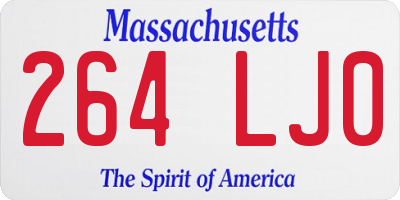 MA license plate 264LJ0