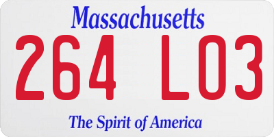 MA license plate 264LO3