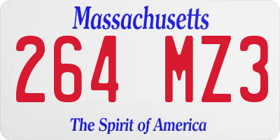 MA license plate 264MZ3