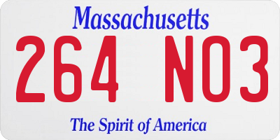 MA license plate 264NO3