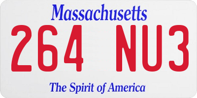 MA license plate 264NU3