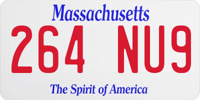MA license plate 264NU9