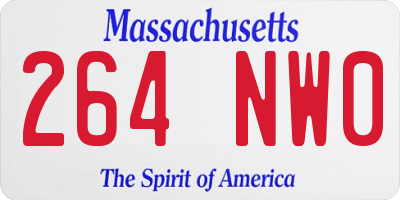 MA license plate 264NW0