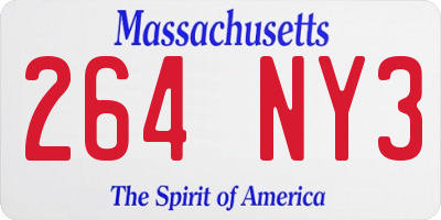 MA license plate 264NY3