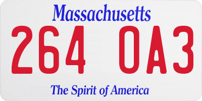 MA license plate 264OA3