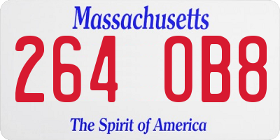 MA license plate 264OB8