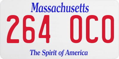 MA license plate 264OC0