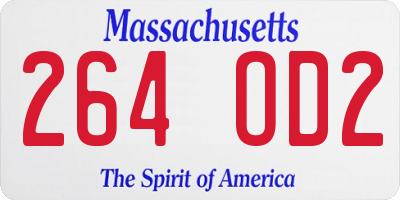 MA license plate 264OD2