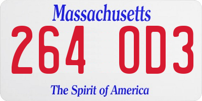 MA license plate 264OD3